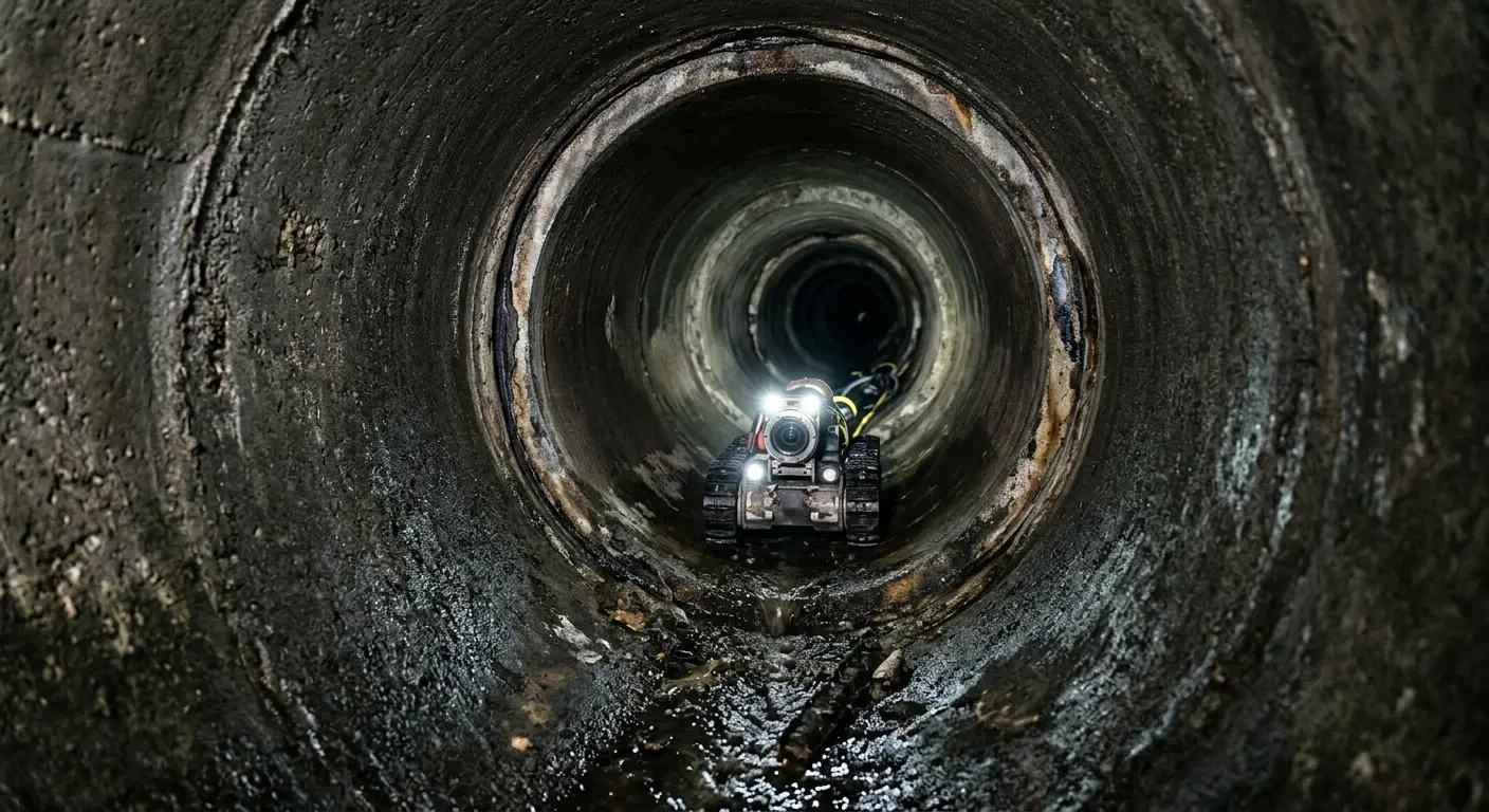 Robotic sewer camera inspecting pipe interior for Sewer Line Repair in Wawarsing